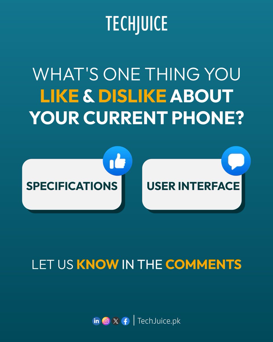 TechJuicePk's tweet image. What’s one thing you love and one thing you’d change about your current phone?
Drop your thoughts below, whether it’s performance, camera, battery, or UI, we want to hear it.

#techjuice #smartphones #technology #discussion #gadgets