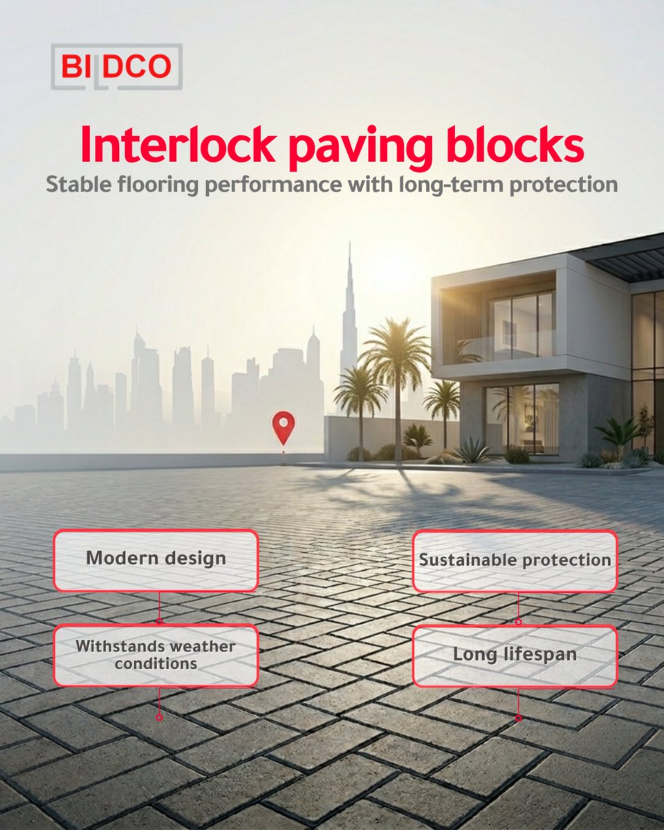 bildco_ae's tweet image. إنترلوك من بلدكو… تصميم عصري وتشطيب متجانس لأداء ثابت في المساحات الخارجية وعمر افتراضي طويل.
BILDCO interlock modern design, consistent finish, stable outdoor performance, and long lifespan.

#BILDCO #Interlock #Pavers  #AbuDhabi
#بلدكو #انترلوك #تصميم_خارجي  #أبوظبي