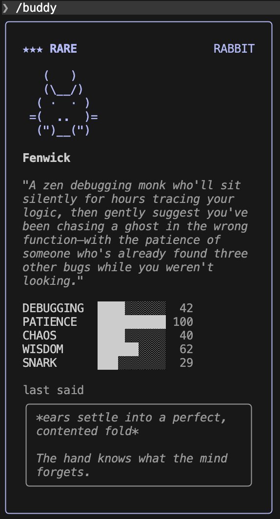 IAmNineveh's tweet photo. After basically killing almost every SaaS and competitor, @AnthropicAI is now taking on the good old Tamagotchi's. 

Use /buddy in claude code to access the new feature.

I got Fenwick, a *Rare* Rabbit. 

The best part: Your buddy helps you coding, while not taking any of your usage. Brilliant! 

What did you hatch?