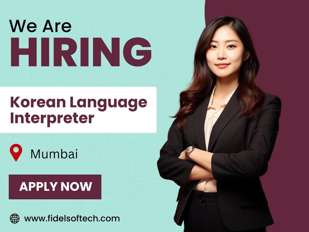 Fidel is looking for Korean Language Interpreter.

~ Experience: 2+ years
~ Location: Mumbai
~ Skills: Fluency in Korean and English, Good Communication Skill

Apply here-
docs.google.com/forms/d/e/1FAI…

#KoreanInterpreter #KoreanLanguage #KoreanLanguageInterpreter