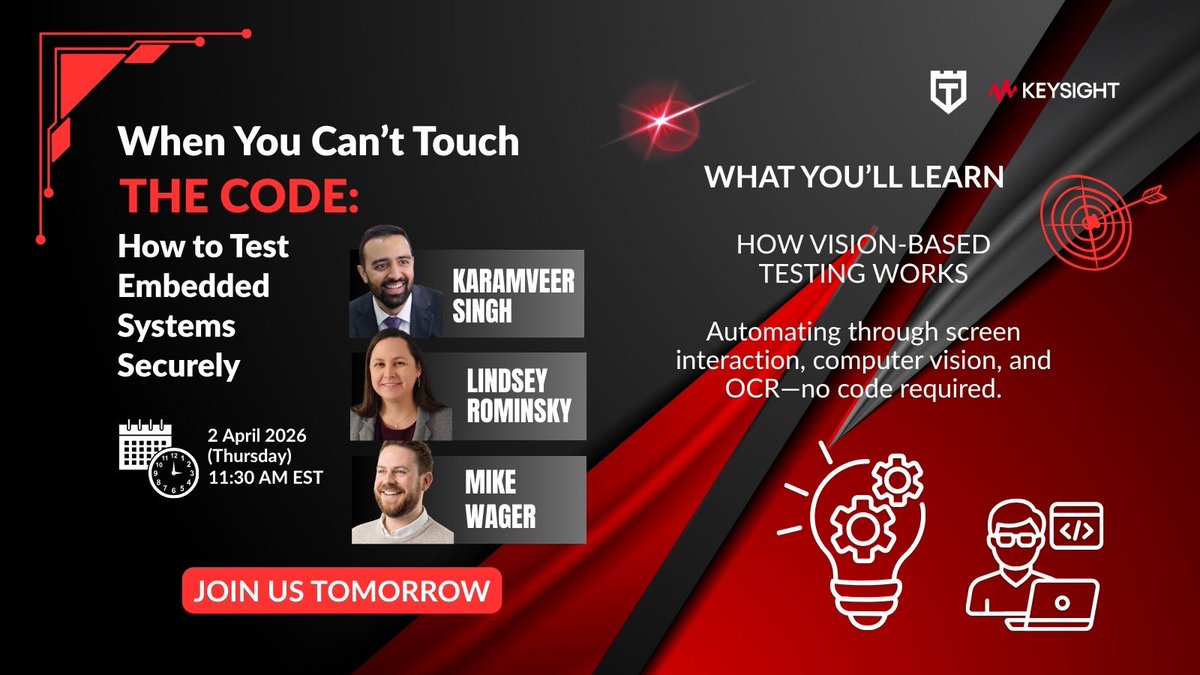joecolantonio's tweet image. ⏳ On TMORROW: a deep dive into testing systems you can’t access, modify, or connect to. If #automation feels impossible in your setup, this session will change how you approach it 👉 testguild.com/webinar/when-y… #QA #SoftwareTesting #keysighteggplant #vibetesting #AutomationTesting