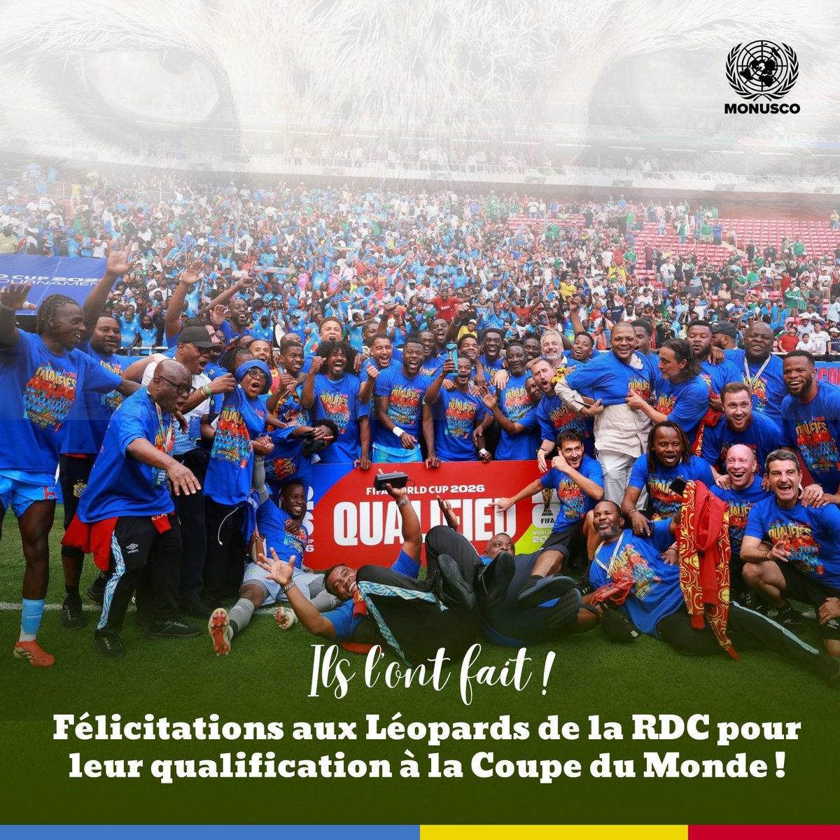 Un peu plus de cinquante ans après leur dernière participation, les Léopards de la #RDC obtiennent leur billet pour la prochaine Coupe du monde de football, après leur victoire (1-0) face à la Jamaïque.
Félicitations à toute la Nation congolaise !
#WCQ2026
#FIFAWorldCup