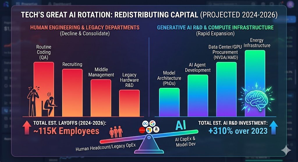 melkyed's tweet photo. Oracle and Meta are quietly letting thousands of workers go. 📉 

The tech industry is swapping human engineers for AI-led development. 

The pivot to machine coding is harsh, fast, and completely reshaping the corporate ladder. 

#Layoffs #BigTech #Meta #Oracle https://t.co/Rfk9I9myq6