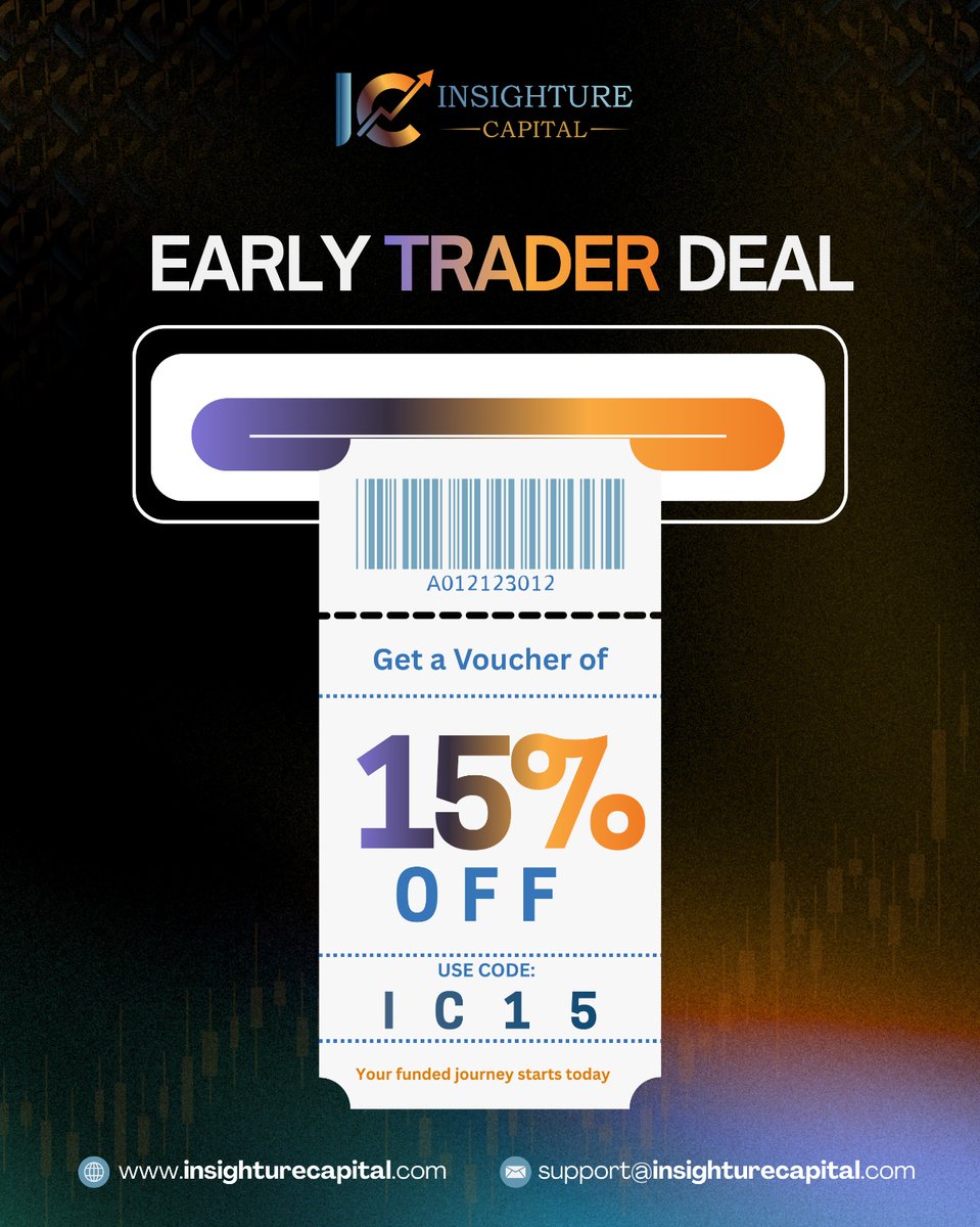 Insighturecap's tweet photo. EARLY TRADER DEAL 
Start your funded journey today with an exclusive offer!
🎟️ Get 15% OFF on your challenge
💡 Use Code: IC15
⚡ Limited-time opportunity for serious traders
Don’t wait — your next trading level starts here.
🌐 https://t.co/S6cihuhneZ
#InsightureCapital https://t.co/VgS1zSNNHX