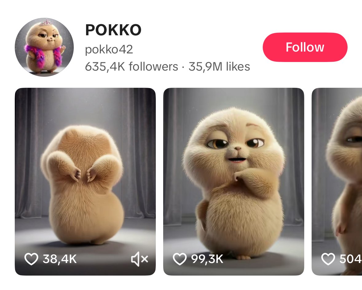AI animal dancing goes viral on Tiktok &amp; X $pokko , even surpass the number of followers and views of $chicky.

7umFi5LNNVV8YyqxptQTcUVg3D2qYxSC4fFouNHbpump