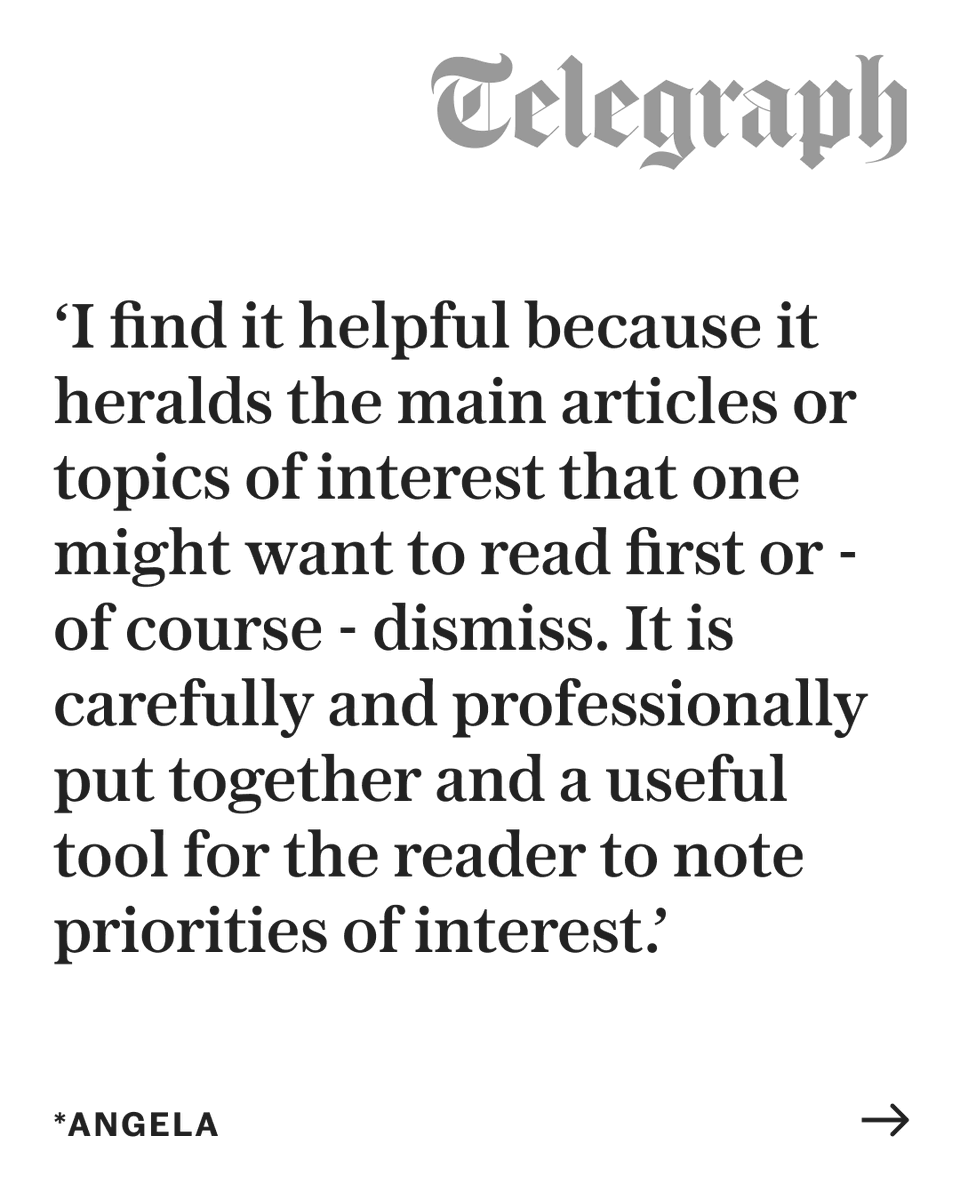 Telegraph's tweet photo. Our flagship newsletter From the Editor turns 1 today!

What started as a simple aim to bring you the very best of The Telegraph each morning, is now read by more than 850,000 people every day, making it Britain’s most popular daily newsletter.  

It lands in your inboxes shortly after 7.30am, and comes with a space for you to have a say on the big debates.  

🔗 Not signed up yet? Tap the link to join us: https://t.co/cExRWJFB7b