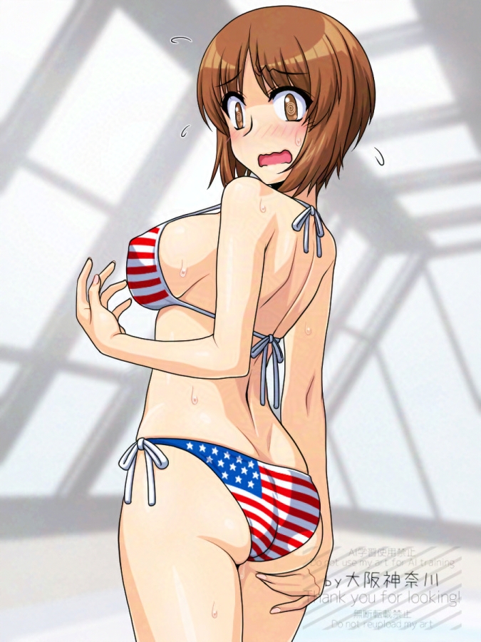 「今年度から学園指定の水着は最新のトレンドを取り入れて星条旗ビキニになったからよろしく～」というエイプリルフールネタにまんまと騙されちゃった住殿～ 