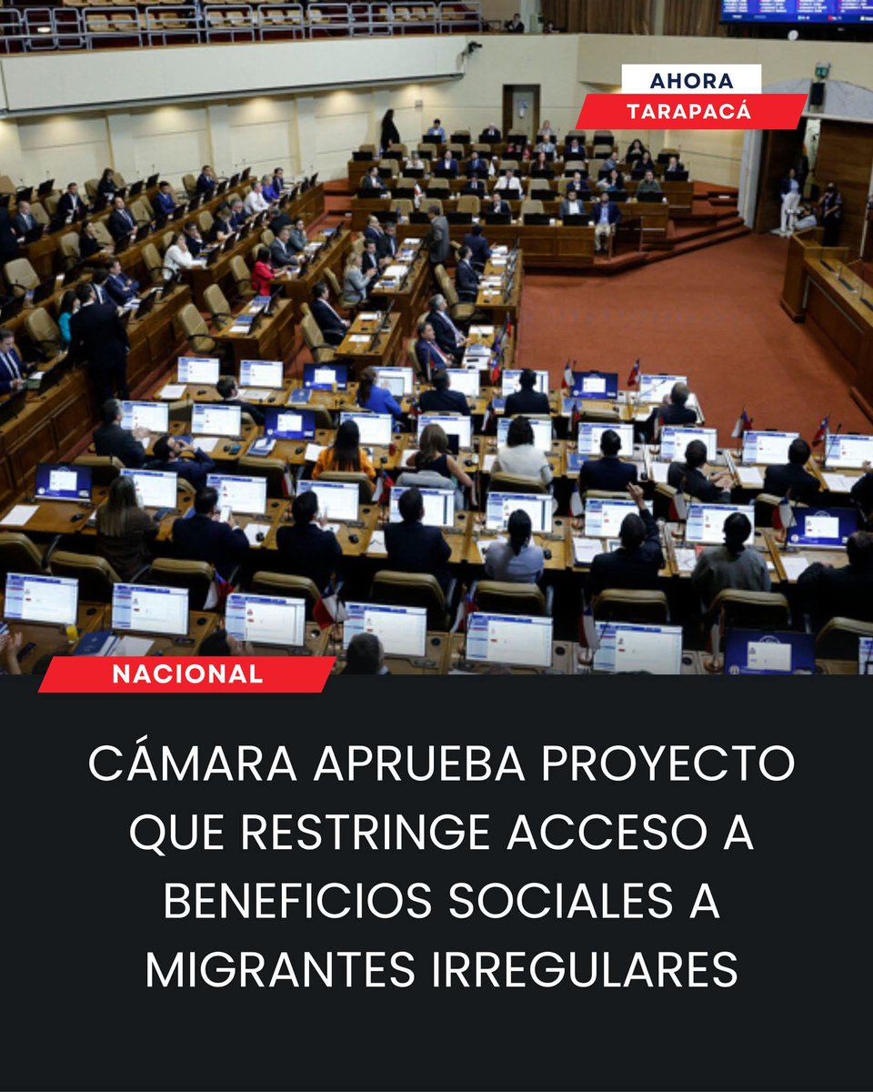 🚨 EXCELENTES NOTICIAS 🚨

🇨🇱🇨🇱La Cámara de Diputados  dió luz verde y despachó al Senado un proyecto de ley q busca restringir el acceso de inmigrantes en situación irregular a beneficios financiados por el Estado, elevando las exigencias administrativas y endureciendo los
