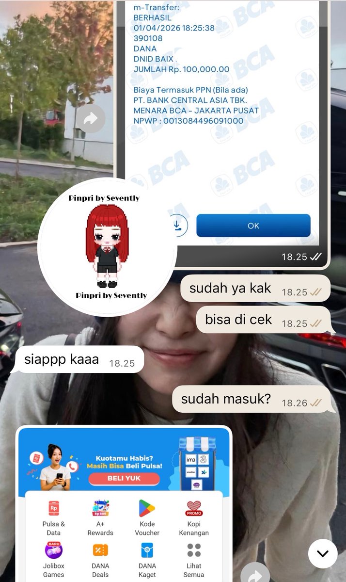 sevently01's tweet photo. Testimoni pinpri hari ini, yang mau pinpri langsung cuss klik link yang ada di bio yaa😘
#pinpri #zonauangㅤ #dapin https://t.co/26YDMkipiw