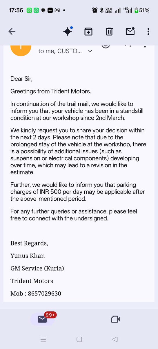 TheStocksaga's tweet photo. @TataMotors In response to the tweets I get this email as a threat where is the solution @TataMotors https://t.co/LKFBGvyf94
