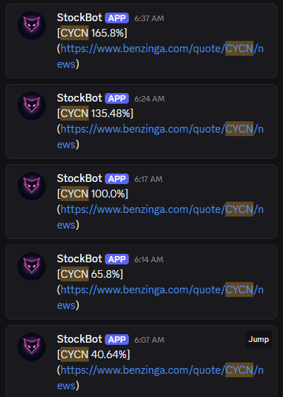 CoachNickMoney's tweet image. $CYCN ran up 165% so far today! We spotted it for our private #Discord before its parabolic run today. Get a 4-day trial for our real-time stock movers, news &amp;amp; custom-made scanners for only $9.99: coachnickmemberships.eb-sites.com/real-time-aler…