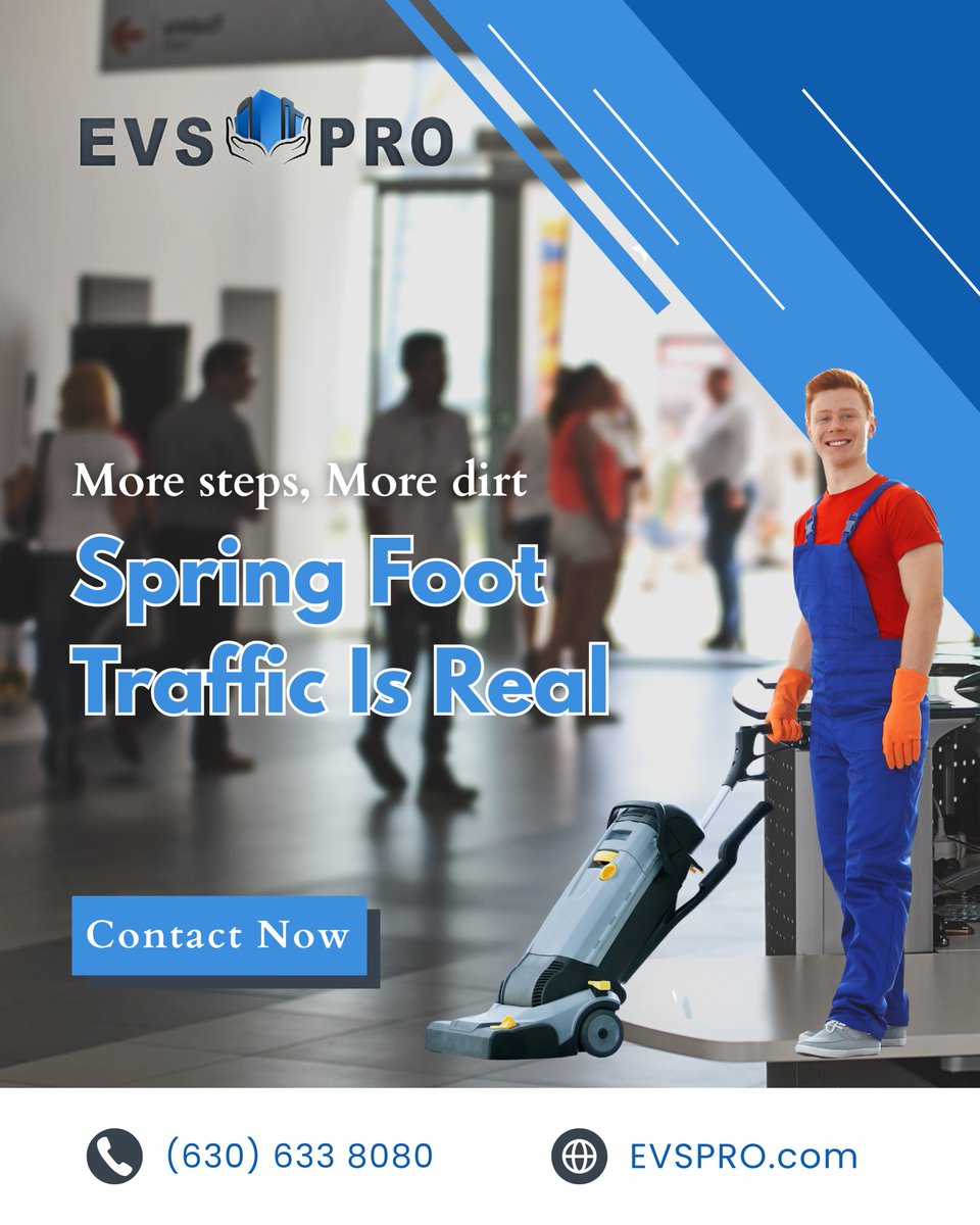 EVSPro1's tweet photo. Spring brings more movement through offices and facilities.
Higher foot traffic means floors and shared spaces need extra care to stay safe and presentable.
EVS PRO Inc.helps facilities stay ready for the season, prepare your space for the season at at https://t.co/M5INMoo89J https://t.co/wkTsD5jkRw