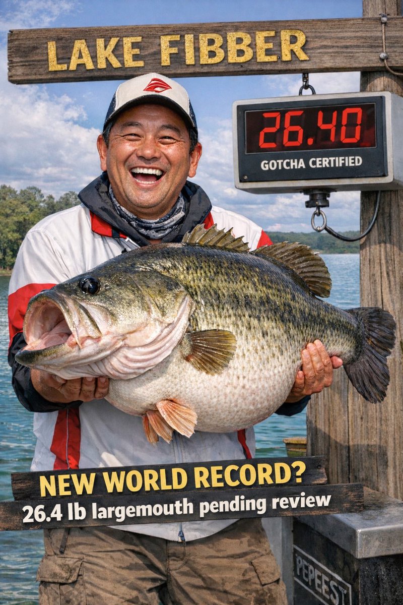 BassFishinFacts's tweet photo. #FACT A pending largemouth bass weighing 26.4 pounds was reportedly landed this morning and is already being called a possible new world record. https://t.co/amnd30bIdF