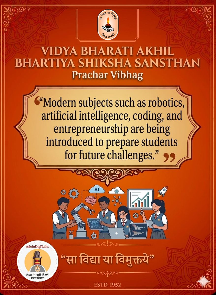 VidyaBharatiIN's tweet photo. Excellence in Education with Strong Values — Inauguration of ‘Vidya Bharati Bhawan’.
#संस्कारयुक्त_शिक्षा
#EducationWithValues
#विद्याभारती_भवन_लोकार्पण
#VBOfficeInauguration
#विद्याभारती_केंद्रीयकार्यालय
#VidyaBharati https://t.co/cge5fWjS23