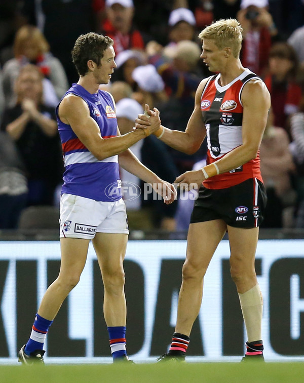 WBulldogs2006's tweet image. ROUND 2, 2016 (2 APRIL): WRECKING ROO'S RECORD. 🗓️ 🏆

😇 @stkildafc 5.6 (36)
🐶 @westernbulldogs 13.15 (93)

We gatecrash Nick Riewoldt's 300th game milestone, set up by another miserly defensive performance. 🚫

#AFLSaintsDogs #Admin