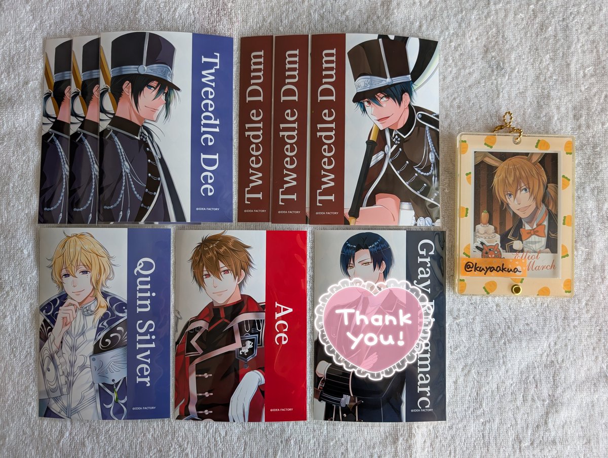 [交換/譲渡] スペアリ スペードの国のアリス ランダムプリント ローソン ステッカー
譲)ディー/ダム/クイン/エース
求)エリオット > 各定価+送料
エースはクイン含んだ取引。双子は同数での取引のみ。交換+譲渡でも可
初期から反り返りがあります。予めご了承くださいませ
よろしくお願いします