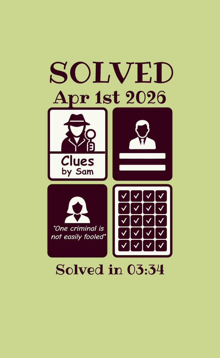 Today Clues was really fun, I've been playing every day for a few months now, it's currently my favorite daily challenge