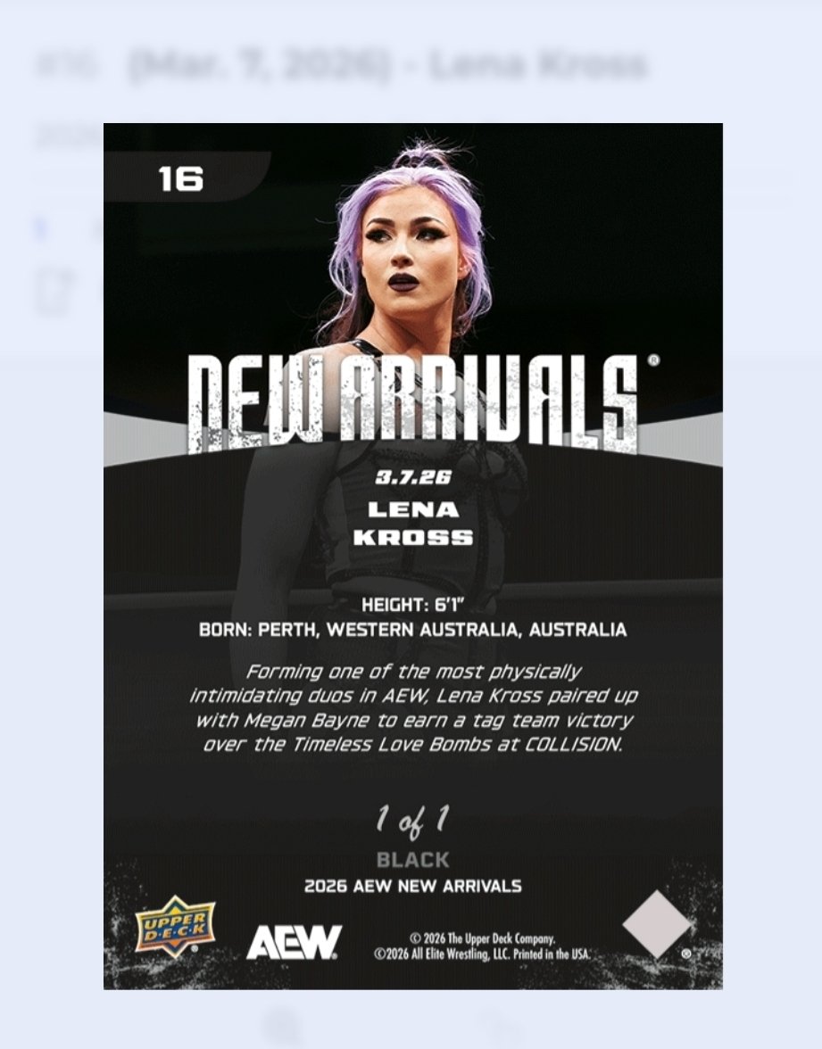 Lukey20's tweet photo. @Lena_Kross you will be happy to know this Perth fan just hit your 1 of 1 rookie card to bring it back to Australia! 
#aew https://t.co/ocR1CMQ5jD