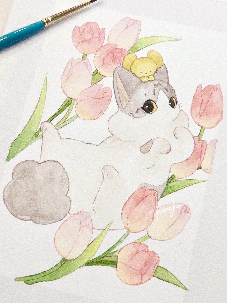 NekoMorino's tweet photo. チューリップの花束 https://t.co/YfpZAtxn5M