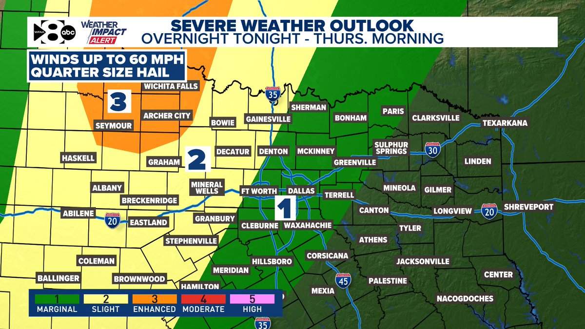 WFAA Weather Alert is in place overnight tonight into Thursday morning ...