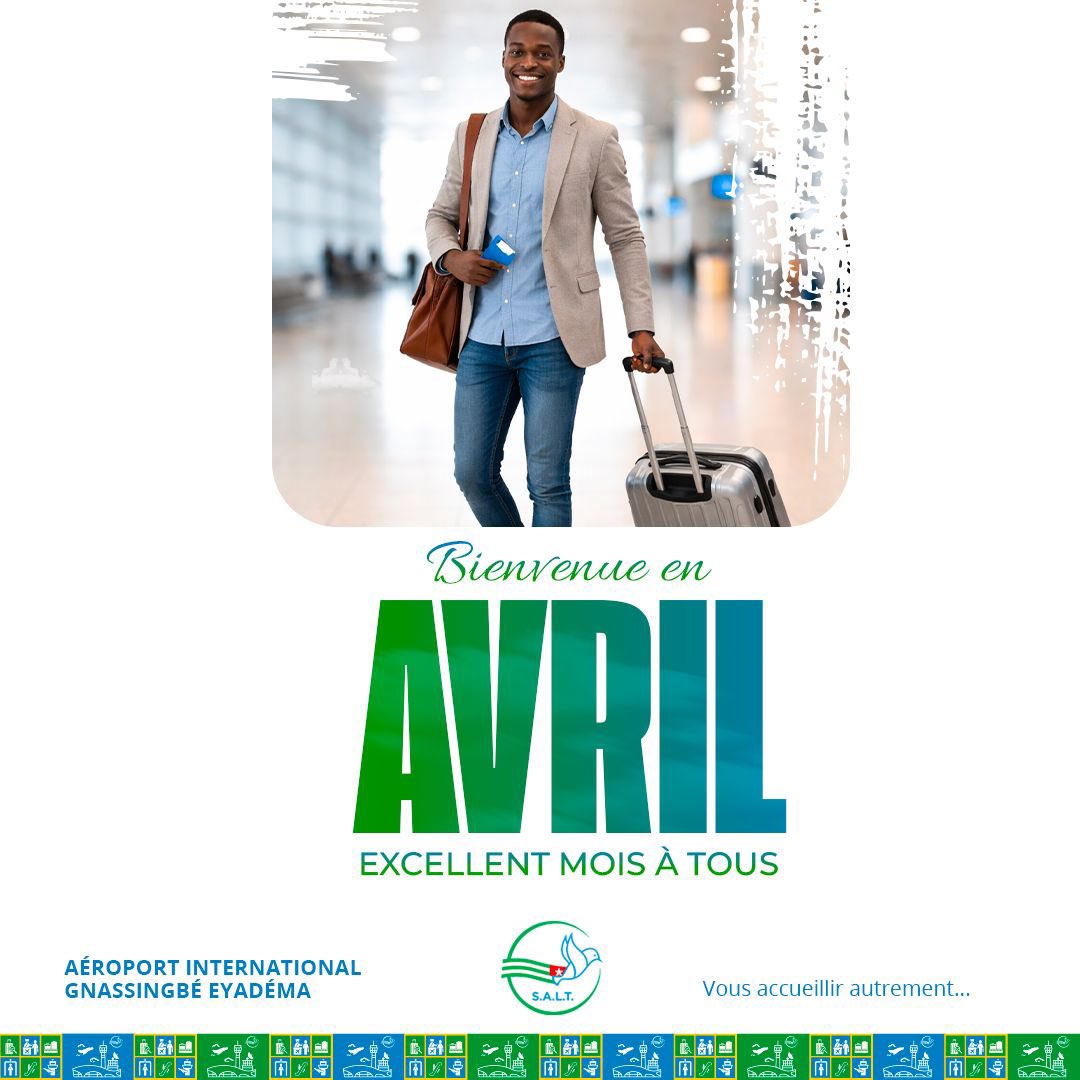 LomeAirport's tweet photo. Excellent mois d’Avril à tous. 

#AIGE #TogoVoyage #passagers #AviationCivile #newmonth #helloapril https://t.co/htT9MGr33Z