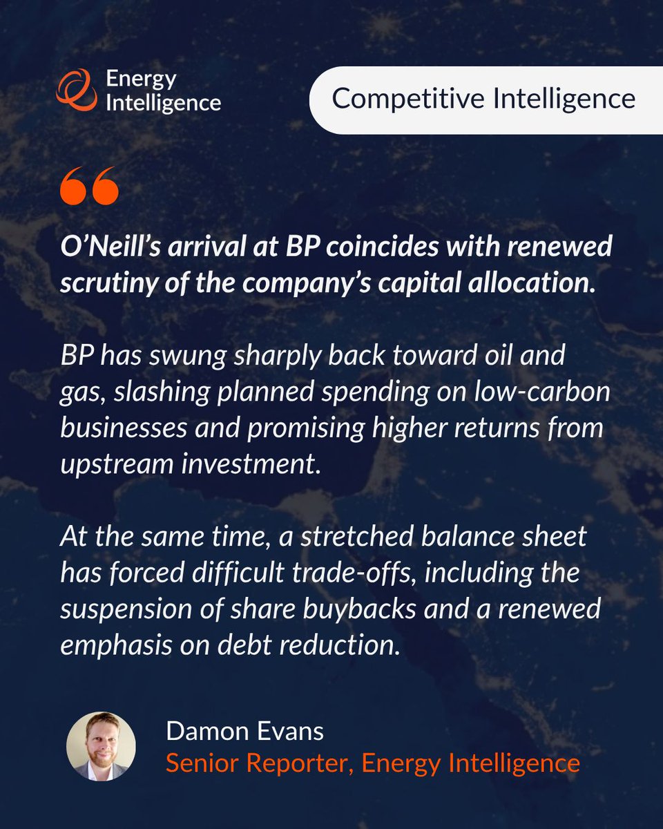 energyintel's tweet image. New #BP boss Meg O’Neill takes up her post today. Energy Intelligence’s Damon Evans reviews what challenges she may face and what O’Neill brings to the role. 

Read our Competitive Intelligence Briefing here: bit.ly/4cnimFB