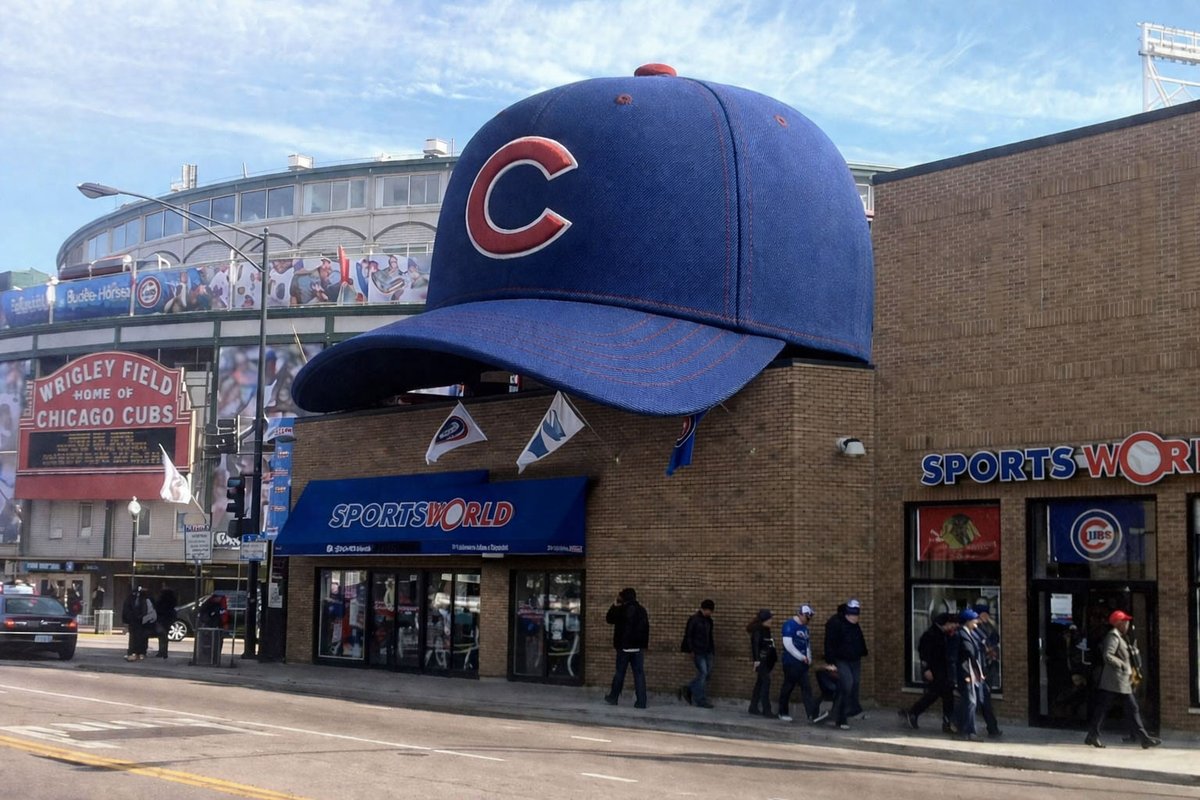 SportsWorldChic's tweet image. No April Fools’ joke here — the World’s Largest Chicago Cubs hat by New Era Cap is the real deal. 🧢⚾

Swing by Sports World at Wrigley Field and grab your photo with a true Chicago icon.

#cubs #chicagocubs #wrigleyfield #chicago #neweracap @realcubsinsider