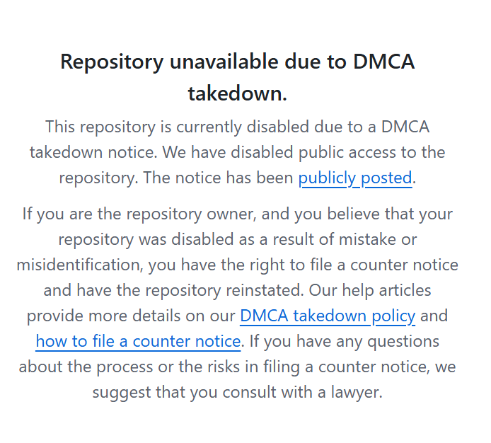 coder_arpit's tweet photo. @nichxbt @Fried_rice DMCA removed all forked repos, if you have not saved code in your local system then it's gone https://t.co/vKl9u2URed