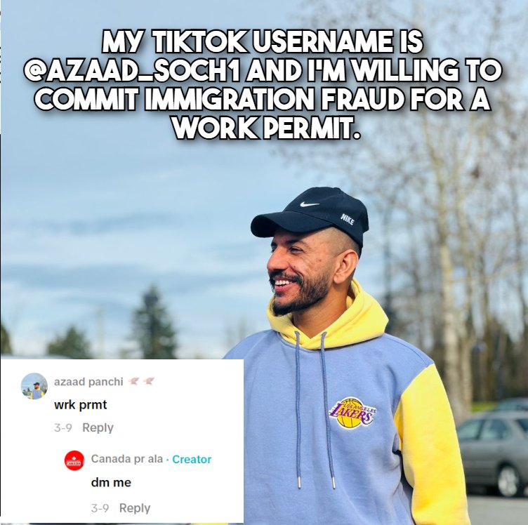 01CuriousGeorge's tweet image. Another immigration fraudster promising guaranteed PR through marriage, work permits, visitor visas, study permits... for a PRICE, of course.  I reported it multiple times, to no avail.

Here are just a few of the immigrants that have replied, willing to commit immigration fraud.