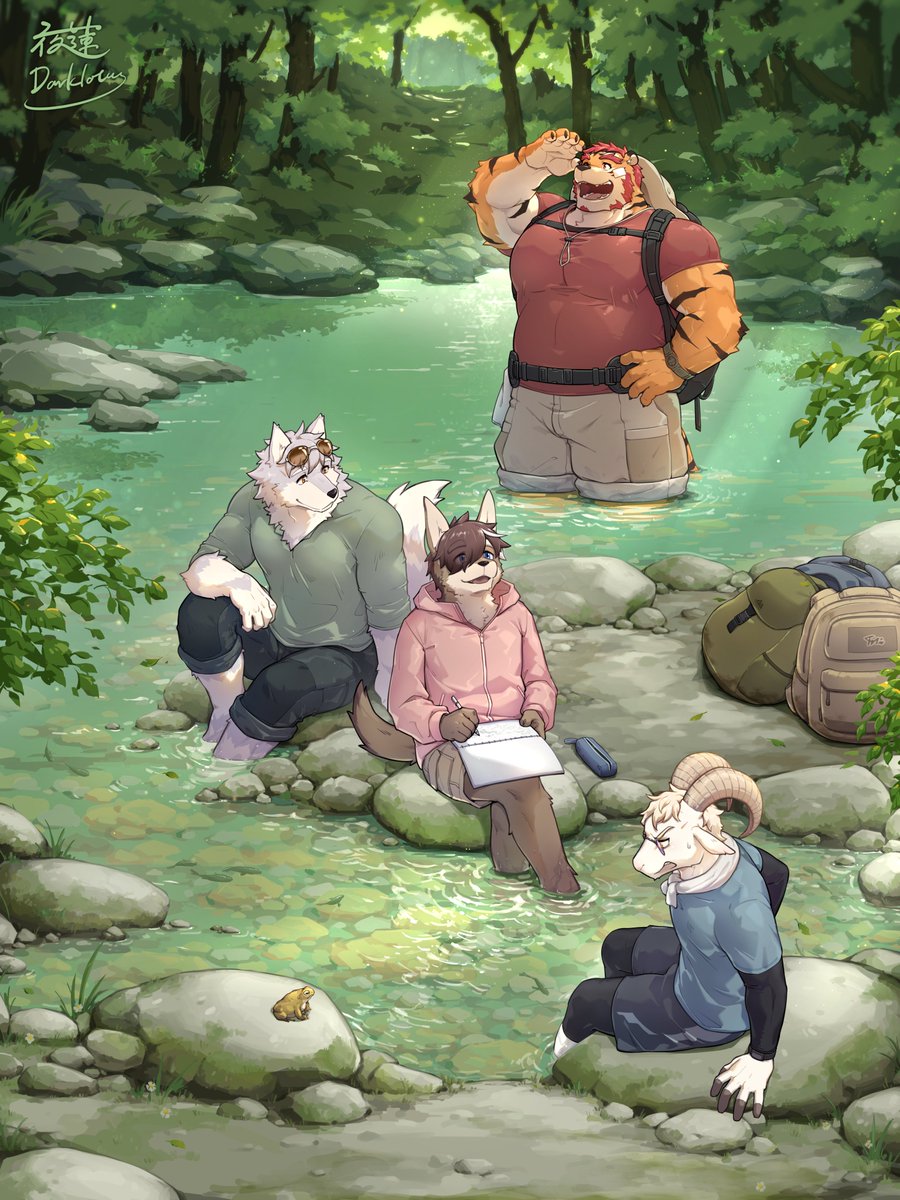 TriviaAboutYou's tweet photo. Celebratory art from our team’s artist!
@hideinblack115 :
A cozy little adventure in the hidden realm... and uncharted scenery waiting for you.
Trivia About You releases tomorrow!
Hope you enjoy it!

チームのイラストレーターによる、お祝いの描き下ろしイラスト！
夜蓮DarkLotus：
渓流と森の秘境で、ゆったりとした冒険を。
未知なる景色を、一緒に見つけに行きませんか？
いよいよ明日——『トリヴィア・アバウト・ユー』正式リリースです！
楽しんでいただけたら嬉しいです。

#TriviaAboutYou #トリヴィア・アバウト・ユー  #トリアバ