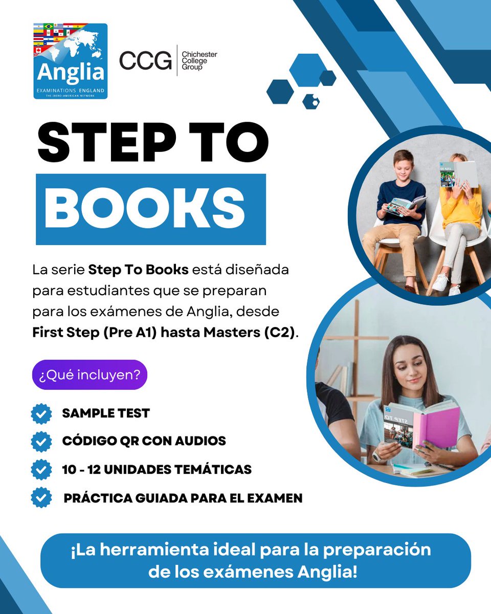 anglia_ibamnet's tweet image. Step-to Books: el camino hacia los exámenes Anglia
Una serie de 10 niveles que guía a los estudiantes paso a paso en su preparació

#Anglia #EnglishExams #EnglishClass #LearnEnglish #ELTbooks #StepToBooks #AngliaBooks #StepTo #AngliaExams #BetterWitAnglia #conangliaesmejor