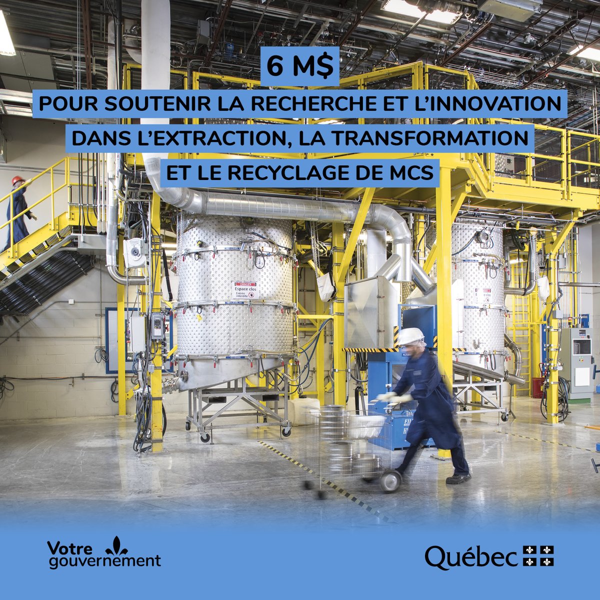 mrnfqc's tweet image. 📢 Le @GouvQC annonce un soutien financier de 6 M$ pour le renouvellementdu Programme de soutien à la recherche et à l’innovation pour l’extraction, la transformation et le recyclage des #MCS.

Communiqué 👉 tinyurl.com/2hxcdm44