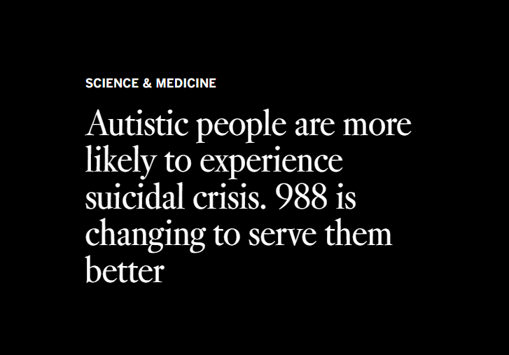 Según Los Angeles Times, en su artículo de hoy, personas autistas tienen mayor riesgo de crisis de salud mental y la línea 988 está adaptando su atención.
El problema no es individual: también es estructural.