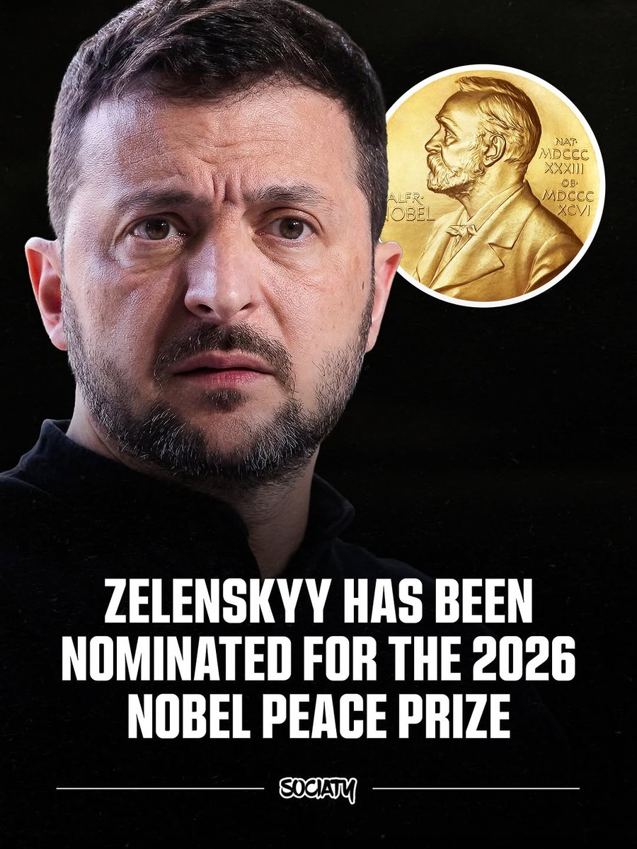 ❗️Зеленский был номинирован на Нобелевскую премию мира 2026 года вместе с народом Украины за их вклад в защиту страны во время войны,- Sociaty
Номинацию подал профессор Университета Осло Даг Эйстейн Эндшё, который имеет право выдвигать кандидатов по правилам Нобелевского комитета
