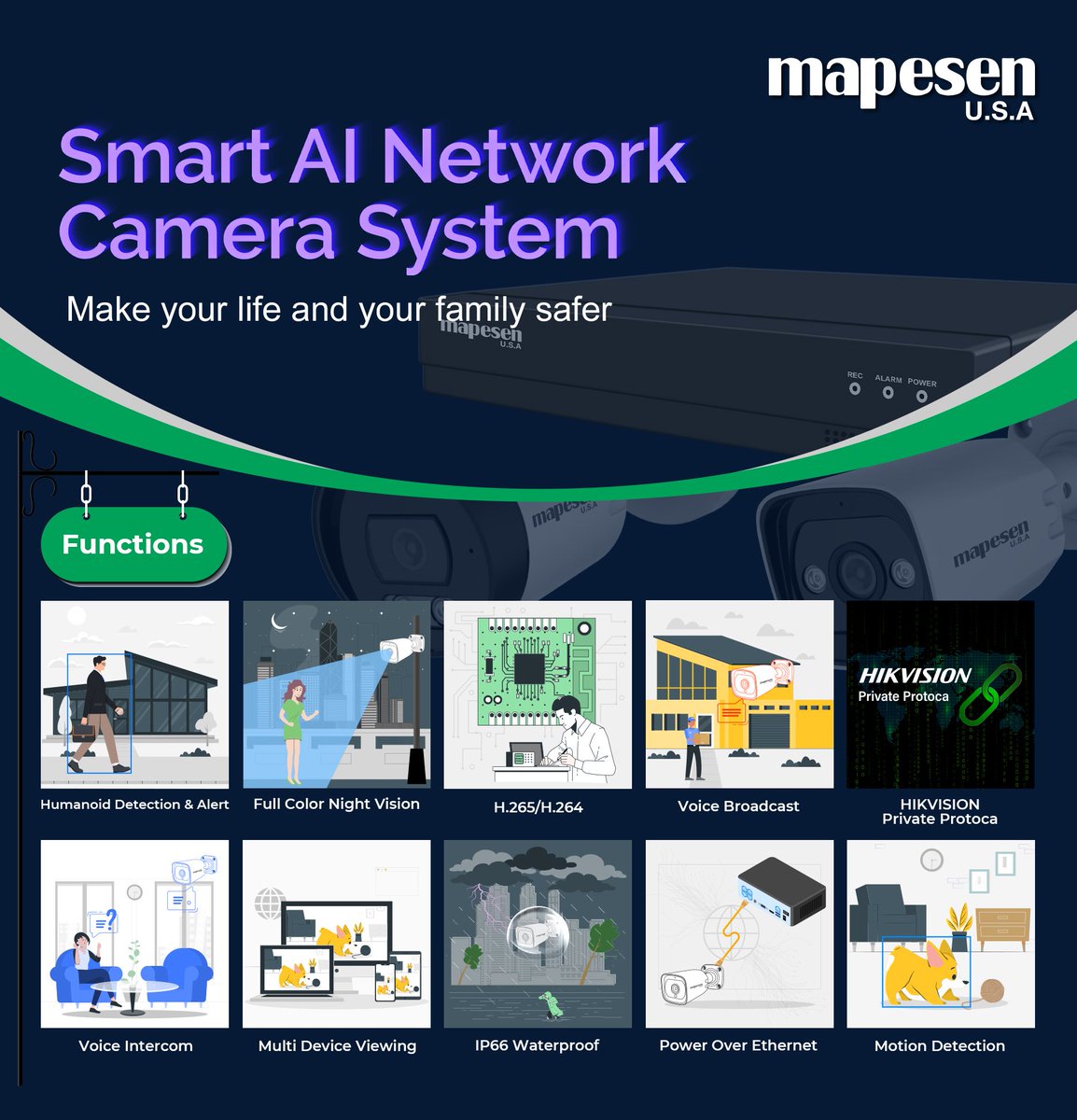 Mapesen Full Set Smart AI POE Network Camera System, 
4/5/8Magapixels optional,
Fast Delivery, welcome to check with me the latest prices! #mapesen #CCTVSecurity #surveillance #SmartCamera
Contact: +8619926823411