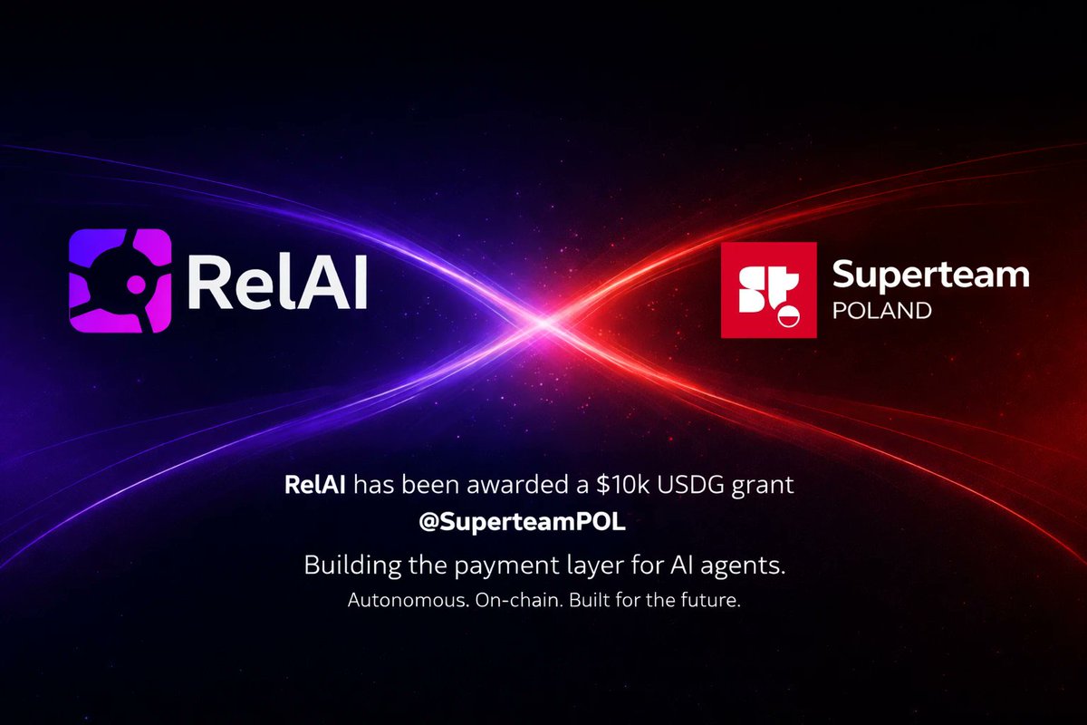 Hey! 

RelAI just received a $10k grant from <a href="/SuperteamPOL/">Superteam Poland</a>.

We've been building the x402 payment layer for agents and APIs, cross-chain, multi-protocol, open source. <a href="/solana/">Solana</a> has been central to that from day one. 

Thank you <a href="/SuperteamPOL/">Superteam Poland</a> for the trust. This grant is validation