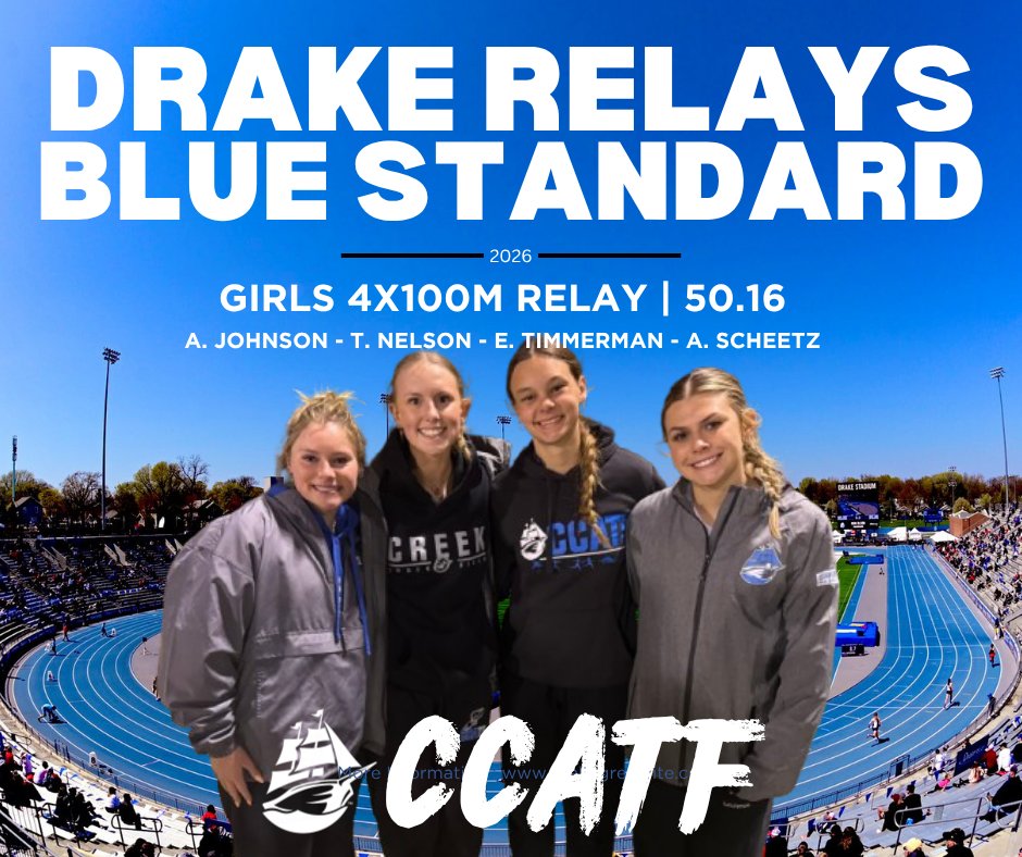 CCATFXC's tweet photo. #CCATF Update from Tuesday's Tipton Early Bird:
Our first two @DrakeRelays #BlueOvalBound Events! https://t.co/xPTuv91NTB