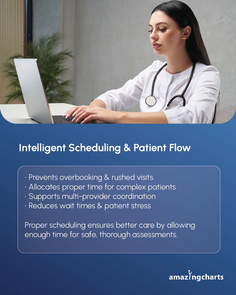 AmazingCharts's tweet image. Patient safety isn’t just clinical, it’s operational too.
Smarter scheduling helps avoid rushed visits, while better communication ensures no updates, results, or follow-ups are missed.
The right practice management tools keep your team aligned.
 #PracticeManagement