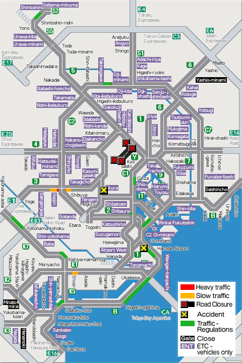 shutoko_EN's tweet photo. This map shows the traffic conditions as of 10 p.m. on the Metropolitan Expressway. For more information, please see the following link.
#Shutoko
https://t.co/cIezY4a0MV https://t.co/KiRkCGmgyt