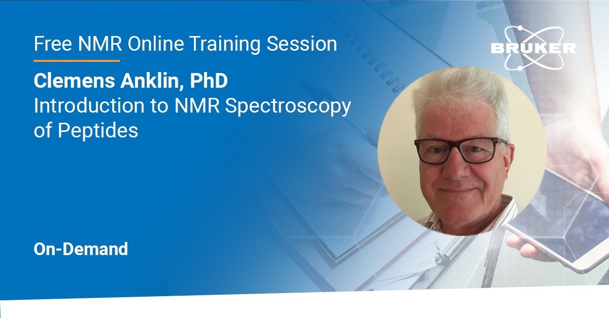 bruker's tweet photo. Did you miss "Introduction to NMR Spectroscopy of Peptides", the 2nd Bruker NMR online training session of 2026? 
Watch the recording here: https://t.co/ZUAzLAjHcz

With Clemens Anklin.

#Bruker #NMRTraining #BrukerNMRTraining #MagneticResonance #webinar #NMRchat #NMR https://t.co/cH2ZPbbMPu