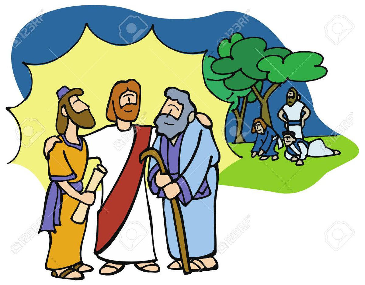 Lucas 9-28-36

Jesús estaba orando y aunque con sueño le acompañaba Jacobo, Juan y Pedro. El rostro de Jesús brillaba al igual que su vestido. Con Jesús habían dos hombres más identificados como Moisés y Elias. Ellos hablaban de su partida. Los tres estaban rodeados de…