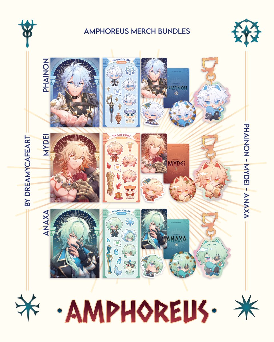 dreamycafes's tweet photo. 📢Dreamycafe's #CF22 HSR Catalog✨
📍Pick up @ #Comifuro22
🌏 Mail order Available
🗓️ 1-12 April 2026
🛒 PO Link👆
#CF22catalogue #Comifuro #CF22Catalog #HonkaiStarRail #Phainon #Mydei #Anaxa #Cyrene #ChrysosHeir https://t.co/wo0MTWj7kS