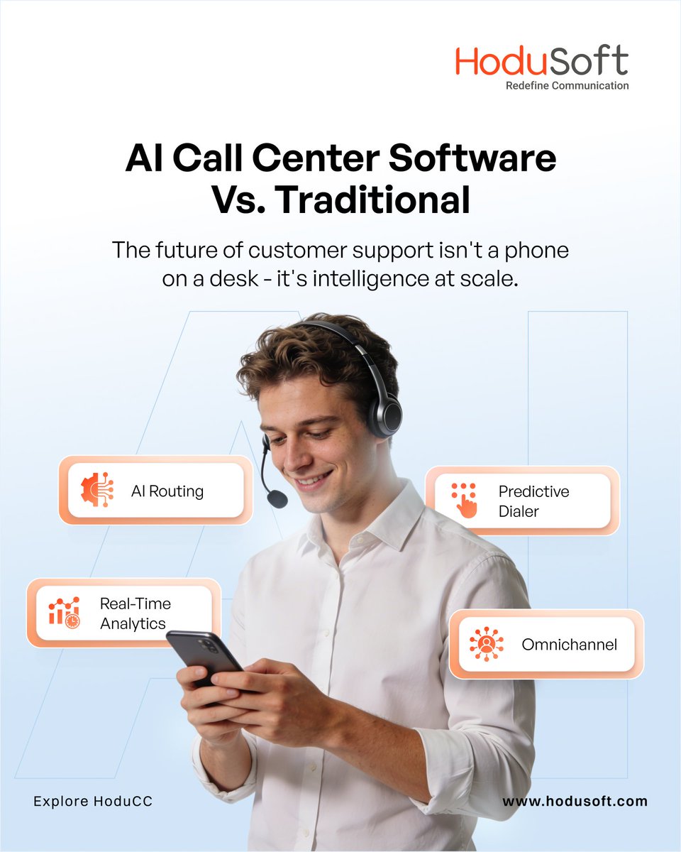 Still running a traditional call center?

AI-powered contact center software isn't just an upgrade — it's a competitive shift.

Discover how HoduCC's intelligent platform is redefining customer support for modern businesses.

Visit: hodusoft.com

#HoduSoft