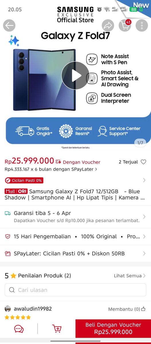 emazdimas's tweet photo. @ShopeeID Pengen cobain #GalaxyZFold7 udah ada 200MP Camera &amp; ultra sleek desainnya. Pasti jadi game changer di dunia smartphone! #GalaxyZFold7xShopee https://t.co/amB4lSS3Cz
