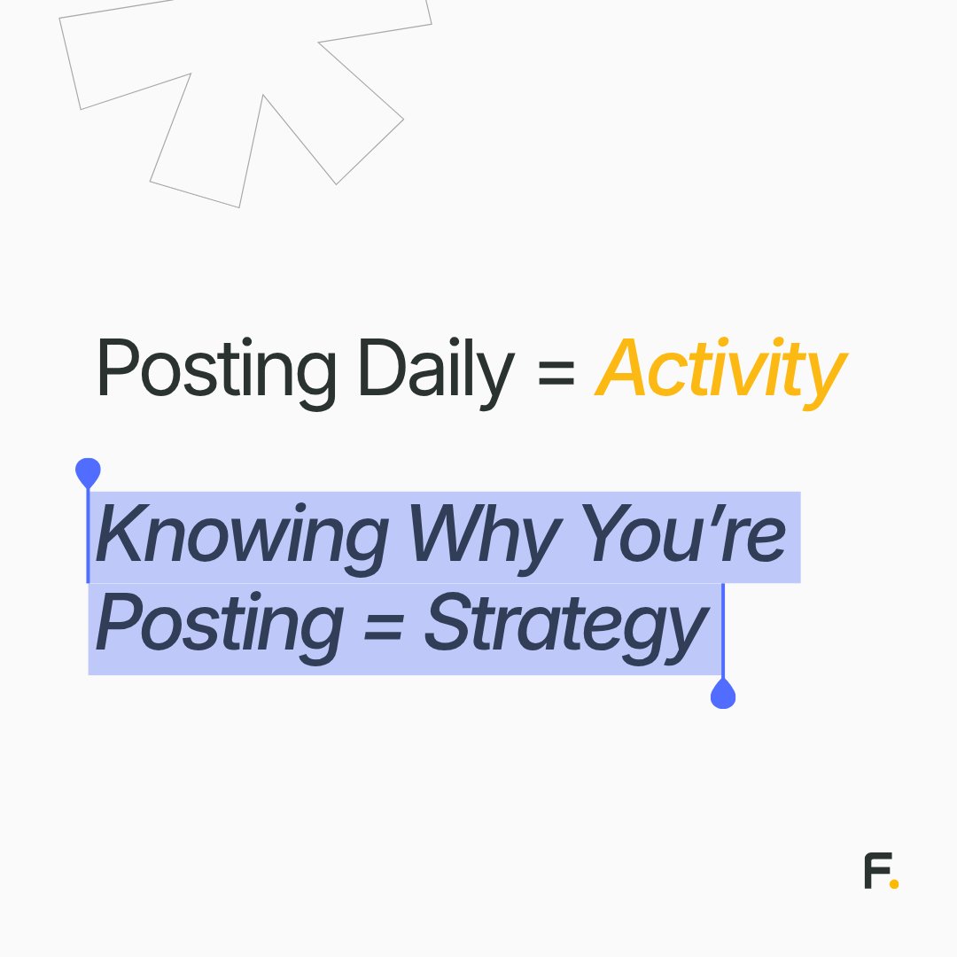waflinch's tweet photo. Activity vs. Strategy

Posting daily = activity.

Knowing why you’re posting = strategy.

One fills calendars.

The other fills pipelines. https://t.co/KbVratZJJw