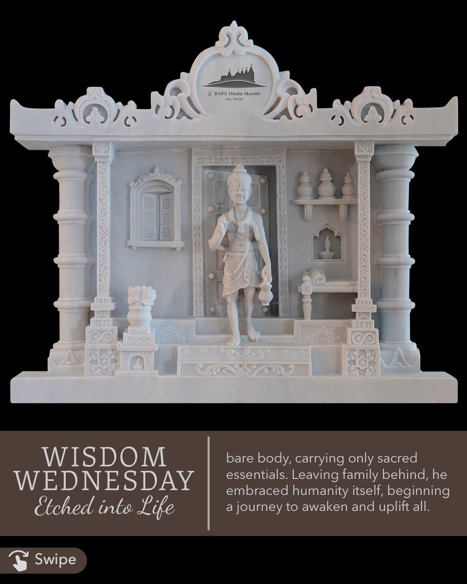AbuDhabiMandir's tweet image. #WisdomWednesday: Embracing Humanity

Swaminarayan Bhagwan inspired countless lives through his actions and teachings.
At the BAPS Hindu Mandir Abu Dhabi, these transformative incidents are beautifully carved into marble panels.

Every Wednesday, discover simple yet powerful