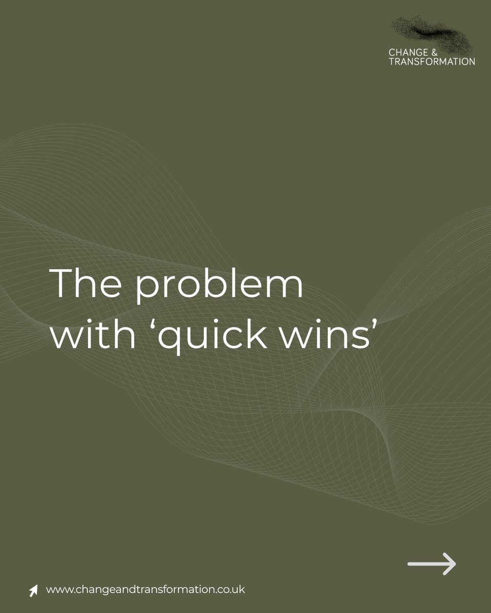 ChangeTransform's tweet photo. The problem with 'quick wins'

#QuickWins #Change #Momentum #Transformation #Systems https://t.co/TOews9dCnX