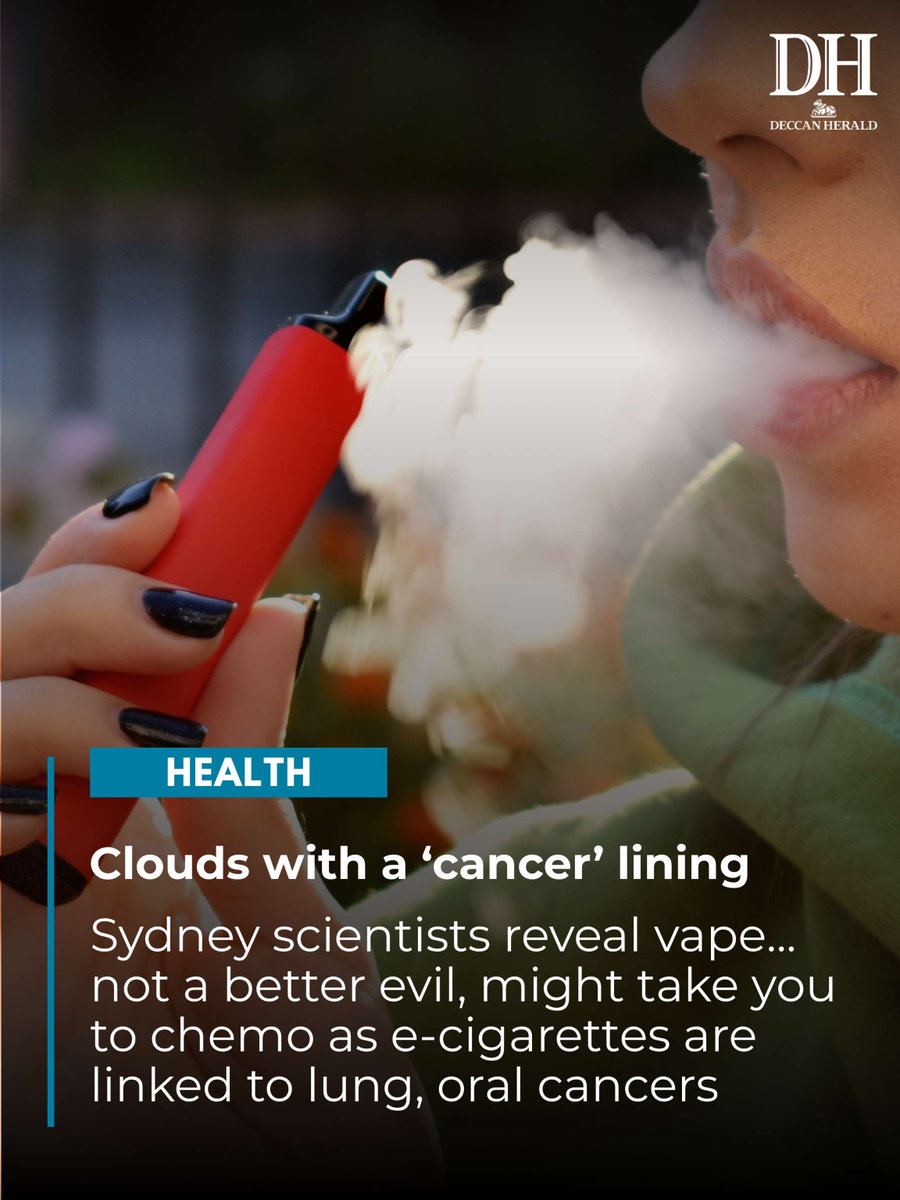 DeccanHerald's tweet image. A new research by scientists at the #UNSW in #Sydney has revealed that #nicotine based #vapes, or #ecigarettes, are likely to cause #cancer of the lung and oral cavity.

ow.ly/r4xa50YBJGQ