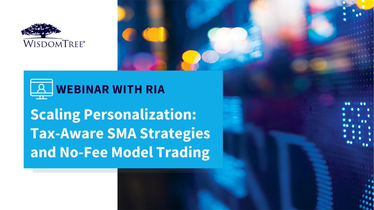 WisdomTreeFunds's tweet photo. Customization and tax efficiency are now expected, but scaling both across portfolios isn’t easy. How can advisors deliver personalization without adding operational burden? 

Join Tom Skrobe, @ryankETFmodels & Quorus’ John Hill to explore tax-aware SMAs + no-fee model trading.  

📅 April 7 | 1PM ET  

+1 CE credit 

Reserve your spot 👇 
https://t.co/wMQR5Y6UGc