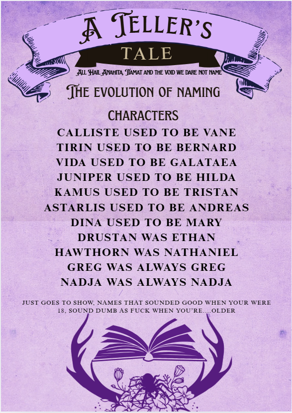 Espeze32's tweet photo. The #writers evolution of naming characters.
My debut #book #ATellersTale now available for preorder
#writerscommunity #readers https://t.co/O2KqDzbm9i